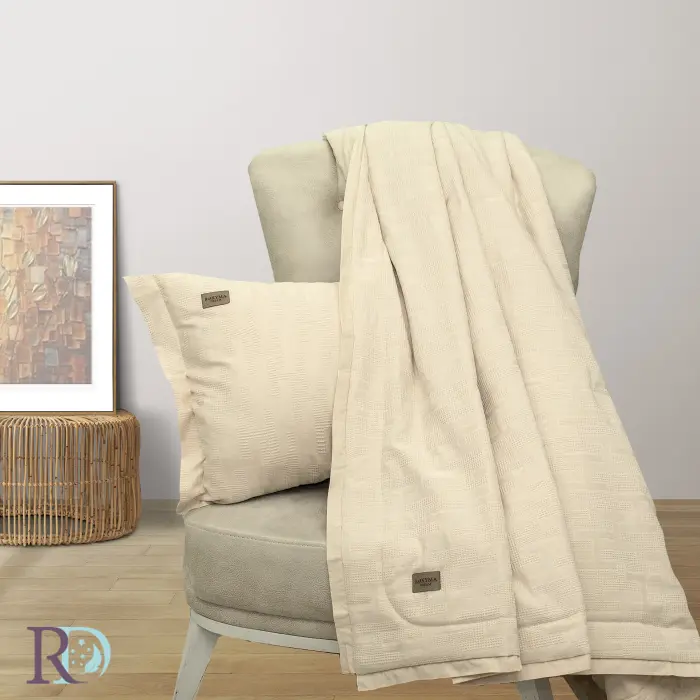 Set husă pilotă cu fețe de pernă Moreni ecru - 1954 - Set husă pilotă cu fețe de pernă Moreni ecru - 1954