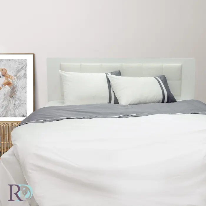 Set de lenjerie de pat din satin de bumbac, alb și gri - 1948 - Set de lenjerie de pat din satin de bumbac, alb și gri - 1948