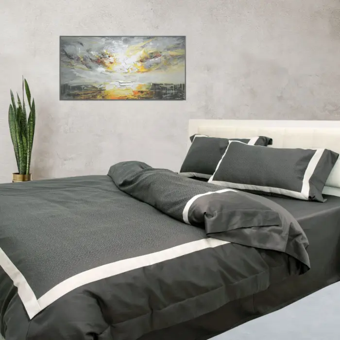 Set de lenjerie de pat Tencel Elia gri - 1992 - Set de lenjerie de pat Tencel Elia gri - 1992