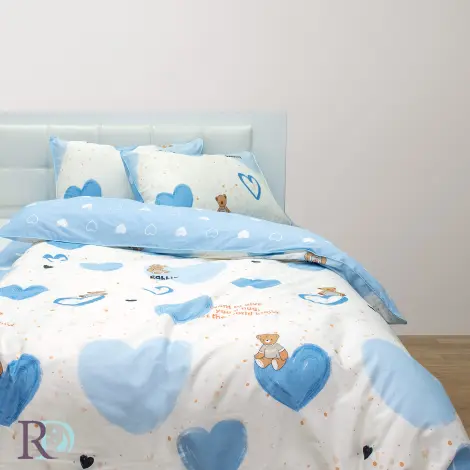 Set de lenjerie de pat pentru copii Inimi albastre - Set de lenjerie de pat pentru copii Inimi albastre