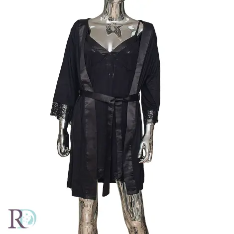 Дамска нощница с халат Симона черно