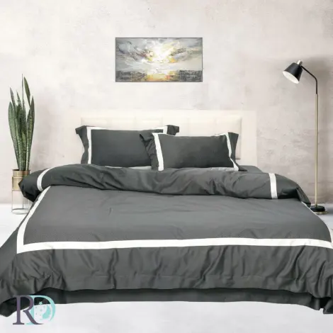 Set de lenjerie de pat Tencel Elia gri - Set de lenjerie de pat Tencel Elia gri